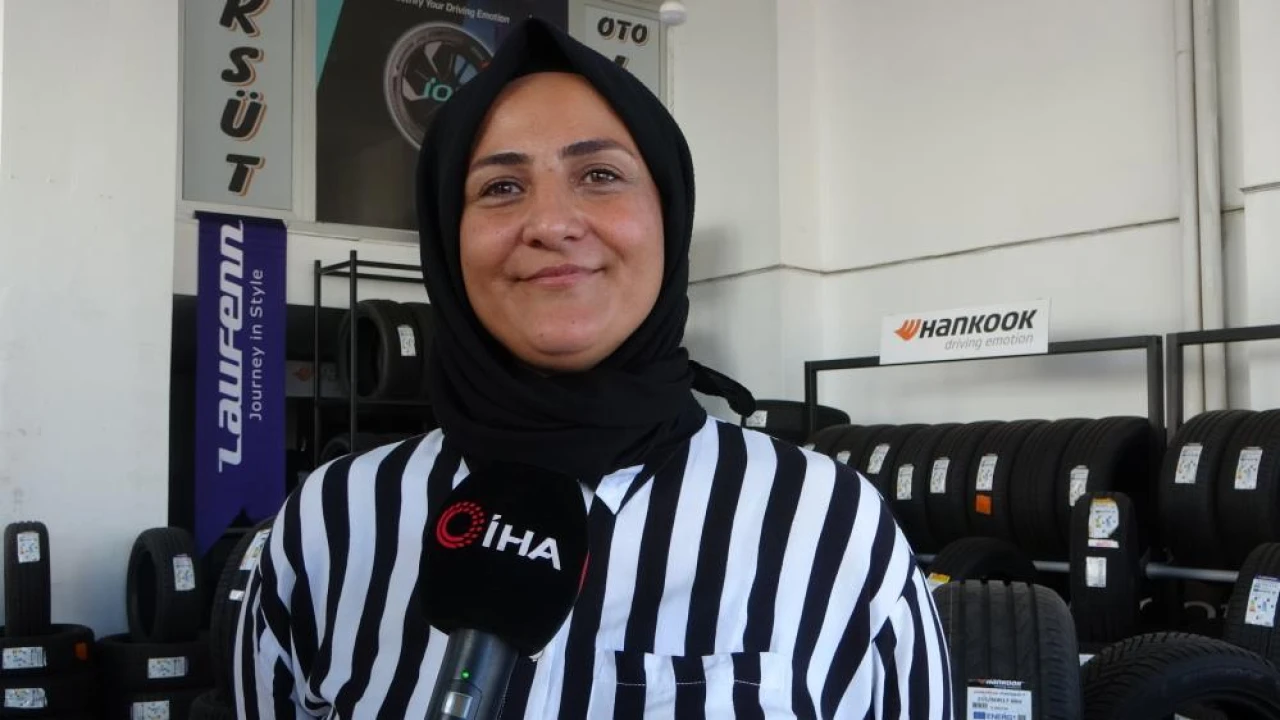 Kadınlar yapamaz" diyenlere inat 24 yıldır lastik tamiri yapıyor