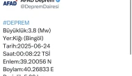Bingöl’de 3.8 büyüklüğünde deprem