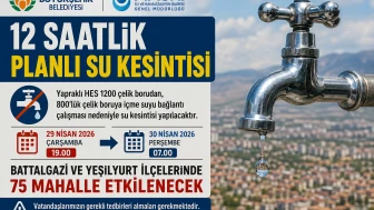 Malatya’da Dev Su Kesintisi: 75 Mahallede 12 Saat Su Verilmeyecek