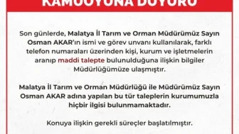 Malatya İl Tarım Müdürlüğü’nden Telefon Dolandırıcılığı Uyarısı