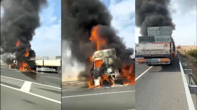 Tırın İçinde Çıkan Yangın Sürücüyü Paniğe Sevk Etti