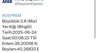 Bingöl’de 3.8 büyüklüğünde deprem