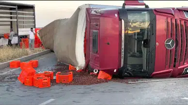 Yeşilyurt'ta Kayısı Yüklü Tır Devrildi: Sürücü Yaralandı