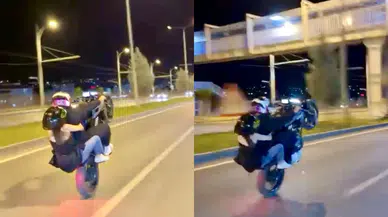 Malatya Çevreyolunda Tehlikeli Şov: Tek Teker Üzerinde Gittiler