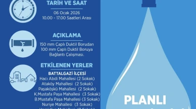 Battalgazi Dikkat: 6 Ocak Salı Günü 8 Mahallede 7 Saat Su Kesintisi