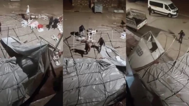 Malatya Doğanşehir Fırtına: Taziye Çadırı Uçtu