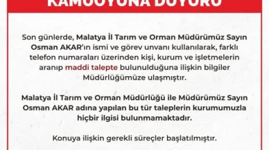 Malatya İl Tarım Müdürlüğü’nden Telefon Dolandırıcılığı Uyarısı