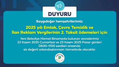 Yeşilyurt'ta Vergi Ödeyeceklere Kolaylık: Vezneler Hafta Sonu Açık