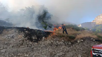 Darende’de Ot Yangını: Kayısı Bahçesi Zarar Gördü