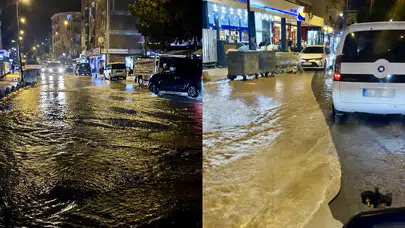 Malatya'da İçme Suyu Borusu Patladı: Cadde Göle Döndü