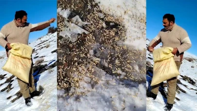 Arapgir’de Yürek Isıtan Hareket: Karda 1.5 Km Yürüdü, Keklikleri Besledi