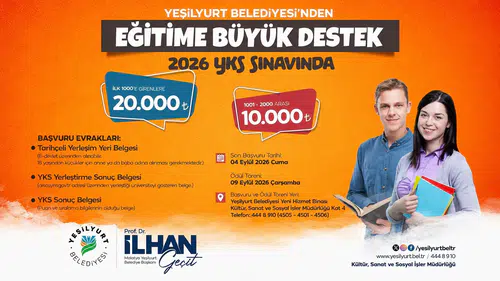 Yeşilyurt Belediyesi'nden YKS Şampiyonlarına 20 Bin TL Ödül