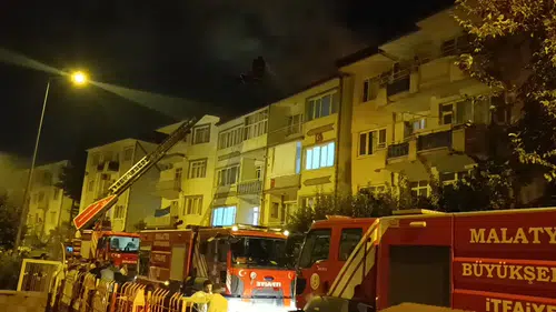 Malatya'da 4 Katlı Binanın Çatısında Yangın Çıktı