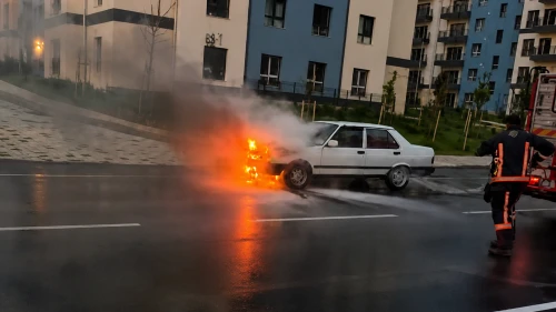 Araç yangını şehirde korku ve endişeye yol açtı..!