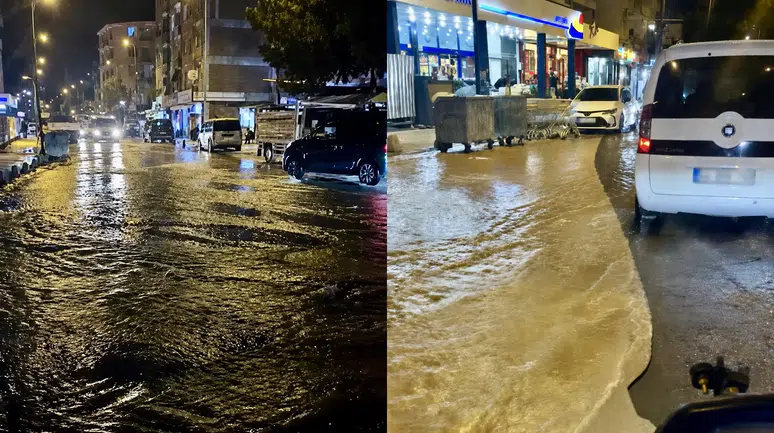 Malatya'da İçme Suyu Borusu Patladı: Cadde Göle Döndü