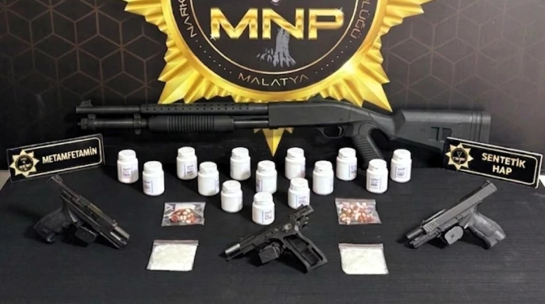 Malatya’da uyuşturucu ve silah operasyonu: 3 gözaltı, 2 tutuklama!