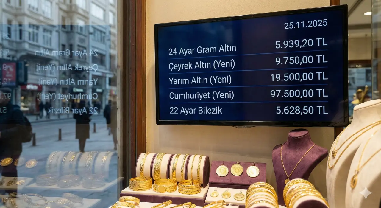 Kuyumcu vitrininde sergilenen bilezikler ve altın çeşitleri