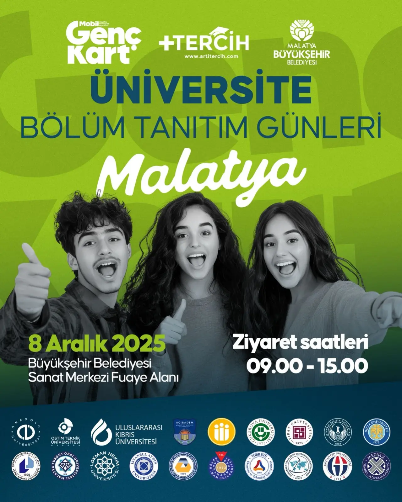 Malatya Büyükşehir Belediyesi üniversite tanıtım ve kariyer günleri afişi