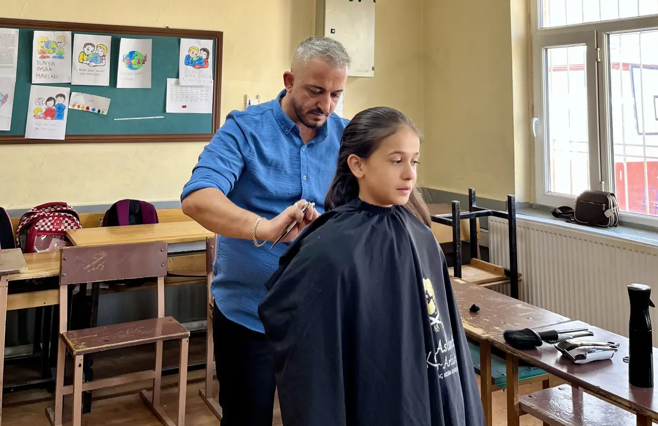 Akçadağ Levent Mahallesi öğrenci tıraşı etkinliği Kadir Aslantaş