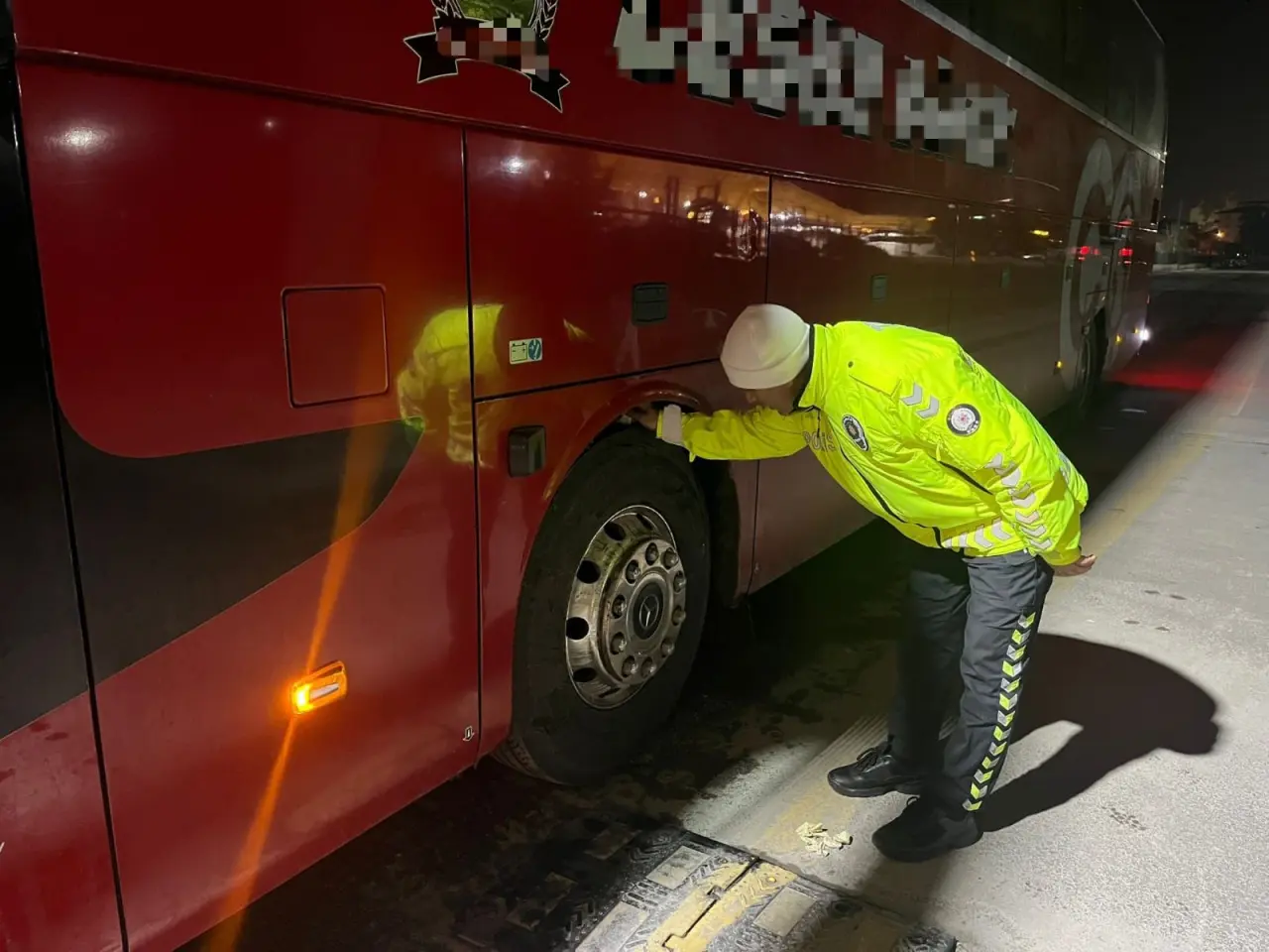 Malatya şehirlerarası otobüs kış lastiği denetimi