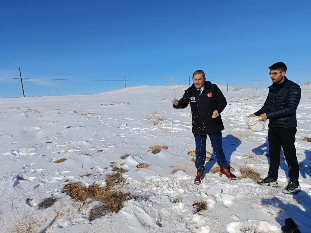 Darende karlı dağlar ve yaban hayatı yemleme çalışması